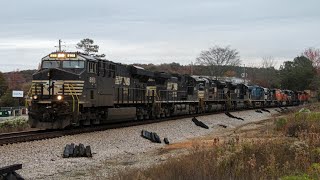 NS trains in Pell City and Lincoln AL 1110111223 [upl. by Gusella]