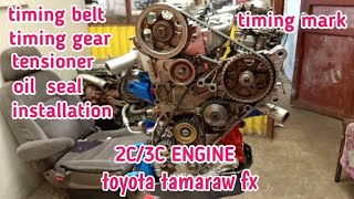 TIMING BELTTIMING GEAROIL SEALINSTALLATION TOYOTA 2C [upl. by Frerichs503]