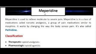 الحلقة  18   دواء البيثدين Pethidine او Meperidine [upl. by Jacie55]