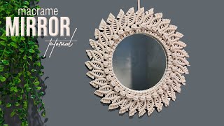 DIY Macrame Mirror Using Leaves Pattern  Macrame Mirror Tutorial [upl. by Aramanta]