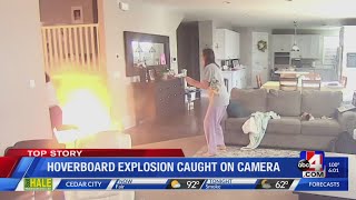 Hoverboard explosion caught on camera [upl. by Alleuqahs]