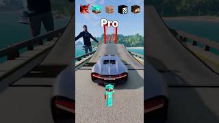 NOOB vs PRO vs VILLAGER vs HACKER vs HEROBRINE Car Jump Challenge 😂 🚗 shorts beamngdrive [upl. by Aivun]