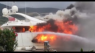 Super yachts  Fire on board Motor Yacht Lady Vanilla Corrected date [upl. by Lanuk867]