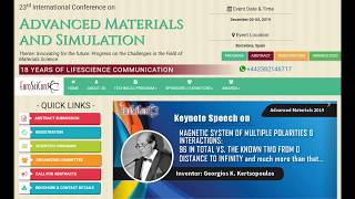 23d International Conference of ADVANCED MATERIALS AND SIMULATION keynote speech by Kertsopoulos [upl. by Fridell246]