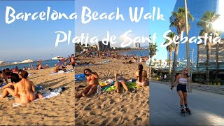 🇪🇸Barcelona Vlog 10  Platja de Sant Sebastia Beach Walk [upl. by Gladstone]