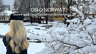 OSLO NORWAY Virtual Walking Tour🇳🇴 Snowy walk from GamlebyenGrunerløkka 4K60ftp [upl. by Ociral861]