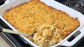 Grandmas SECRET CORNBREAD CHICKEN N DRESSING Recipe Soul Food Thanksgiving Side Dish [upl. by Nahsed]