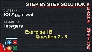 Integers Class 7 Exercise 1B Question 2  3  RS Aggarwal  Learn Maths [upl. by Irollam905]