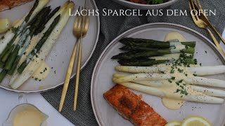 Lachs und Spargel aus dem Ofen  Hollandaise Soße zubereitung  Fırında Somon balik ve kuşkonmaz [upl. by Urian765]