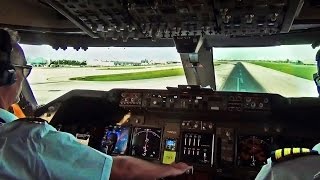 Boeing 747 Cockpit View  TakeOff from Miami Intl MIA [upl. by Chabot]