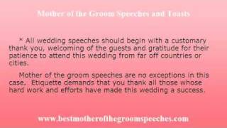 Wedding Speeches for Mother of the Groom  Wedding Speech Etiquettes [upl. by Ayekam492]