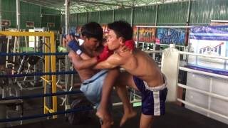 Kun Khmer Kickboxing  Some sparring before the fight [upl. by Acirderf]