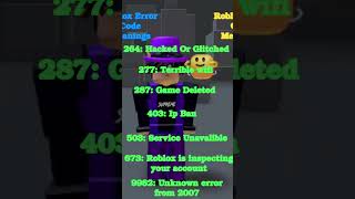 Roblox Error Code Meanings roblox shorts [upl. by Rehpotsyrk]