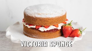 Easy Victoria Sponge Cake with Cream and Strawberries  Tutorial  Movers  Bakers [upl. by Sherrie]