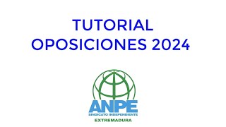 ANPE EXTREMADURA  VIDEOTUTORIAL OPOSICIONES 2024 [upl. by Aillicec]