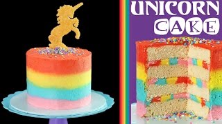 Rainbow UNICORN Cake  How to Make a Unicorn Cake with My Cupcake Addiction [upl. by Blinni]