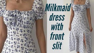 How to cut and sew a milkmaid dressEasy tutorialbeginner’s friendly [upl. by Nugesulo54]