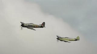 Seafire MkXVII and Fury ISS  Shuttleworth Race Day 2023 [upl. by Toy683]