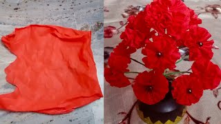 Flower tree making with cloth carry bag  Cloth flower making at home  Easy flower making [upl. by Teresa]