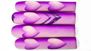 ℙ𝕦𝕣𝕡𝕝𝕖 𝕊𝕙𝕒𝕕𝕠𝕨 illusion double ombre Pigment valentine Nail Art Tutorial [upl. by Pattison]