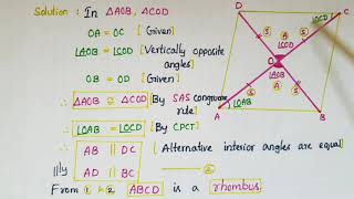 Q3 Ex81 Ncert Show that if the diagonals of a quadrilateral bisect each other at right angles [upl. by Meijer]