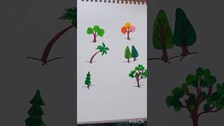 Easy 6 Way to draw trees  painting art drawing  satisfying  short [upl. by Enymzaj12]