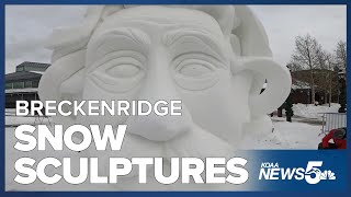 Enormous snow sculptures populate Breckenridge for 33rd year [upl. by Anayrb]