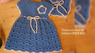 vestito onde blu \ abito alluncinetto neonata [upl. by Juxon]