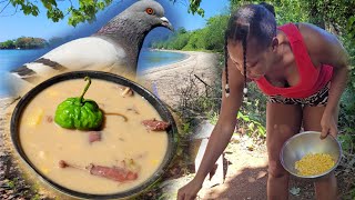 CREAMY Red Peas Pigeon Soup Cooking On Ezzies Farm [upl. by Sirob323]