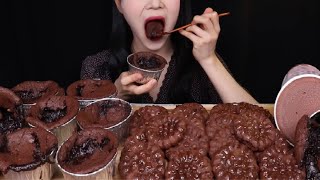 ASMR MUKBANG CHOCOLATE PARTY Fondant au Chocolat Ice Cream amp Yakgwa Cookie [upl. by Norvil]