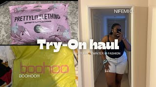 Boohoo amp PLT Tryon haul autumnfashion [upl. by Joannes]