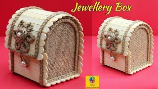 DIY Jewellery Box made from Jute Rope and Popsicle Sticks  Jute Jewellery Box  Pop Stick Crafts [upl. by Perice417]