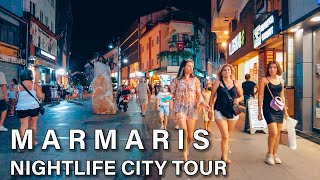 Marmaris Nightlife City Center Tour Turkey 4K [upl. by Atirhs]