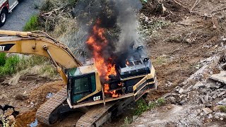 Excavator Fire Whitehall Pennsylvania  7924 [upl. by Gazo]