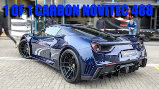 1 of 1 FULL CARBON BODYKIT Novitec Ferrari 488 NLargo Cold Engine Start Ups REDLINE Revs Details [upl. by Lytsirk]