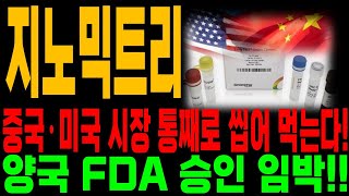 지노믹트리 주가전망 중국 미국 FDA 승인 임박 양국 진단키트 시장 씹어 먹는다 세력들도 결국 작정하고 준비했네요 [upl. by Ainattirb980]