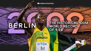 Usain Bolts 100m world record in Berlin 👀🔥  World Athletics Championships Berlin 2009 [upl. by Ahsied728]