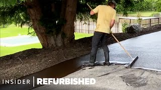 How A Professional Repairs Cracks In A Driveway  Refurbished [upl. by Enidaj]