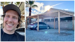 Building a 2 Car Carport for 600 Full Timelapse with Tips amp Tricks DIY [upl. by Douglass]