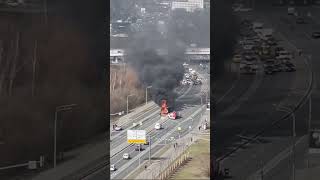 Gas cylinder explosion causes chaos on Western Moscow street [upl. by Laban]