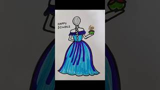 Happy Diwali drawing  Barbie doll drawing shortsfeed [upl. by Ayiak]