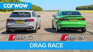 Audi RS4 vs RS3  DRAG RACE ROLLING RACE amp BRAKE TEST [upl. by Downe]