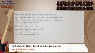 🎻 Id Rather Go Blind  Beth Hart amp Joe Bonamassa Bass Backing Track with chords and lyrics [upl. by Standley]