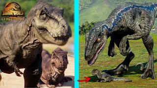 FAMILIA GIGANTE DE REXY Y BLUE Y BETA nuevos dinosaurios Rex y Raptor Jurassic World Evolution 2 [upl. by Perry]