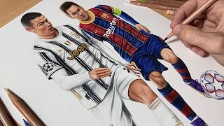 Drawing Ronaldo vs Messi 2021 • Time Lapse [upl. by Nauqed]