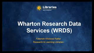 Wharton Research Data Services WRDS [upl. by Caldwell233]