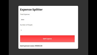 Expense Splitter Using HTML CSS amp JAVASCRIPT [upl. by Jacinto]