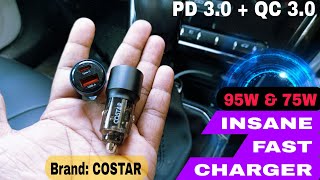 Best fast charging car Charger  95 and 75 watt car charger review  Costar [upl. by Lucila]