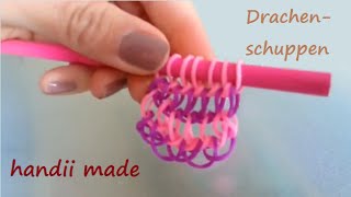 Loom Bands Armband  breite Drachenschuppen  mit Stiften Anleitung deutsch [upl. by Inaoj]