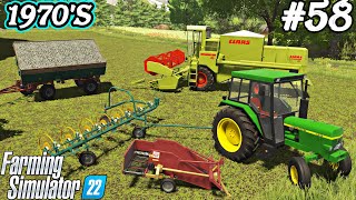 1970S Small VEGETABLE DIGGERPoppy harvest Tedding grass Farming imulator 22 FS 22 Ep 58 [upl. by Aikkan926]